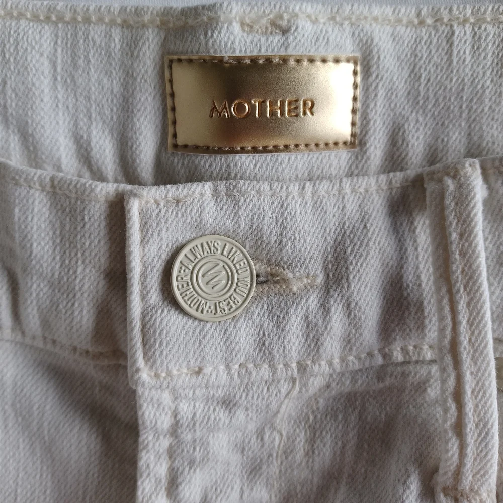 Mother Jeans The Insider Crop Step Fray in White with Black Stripes - Picture 9 of 16